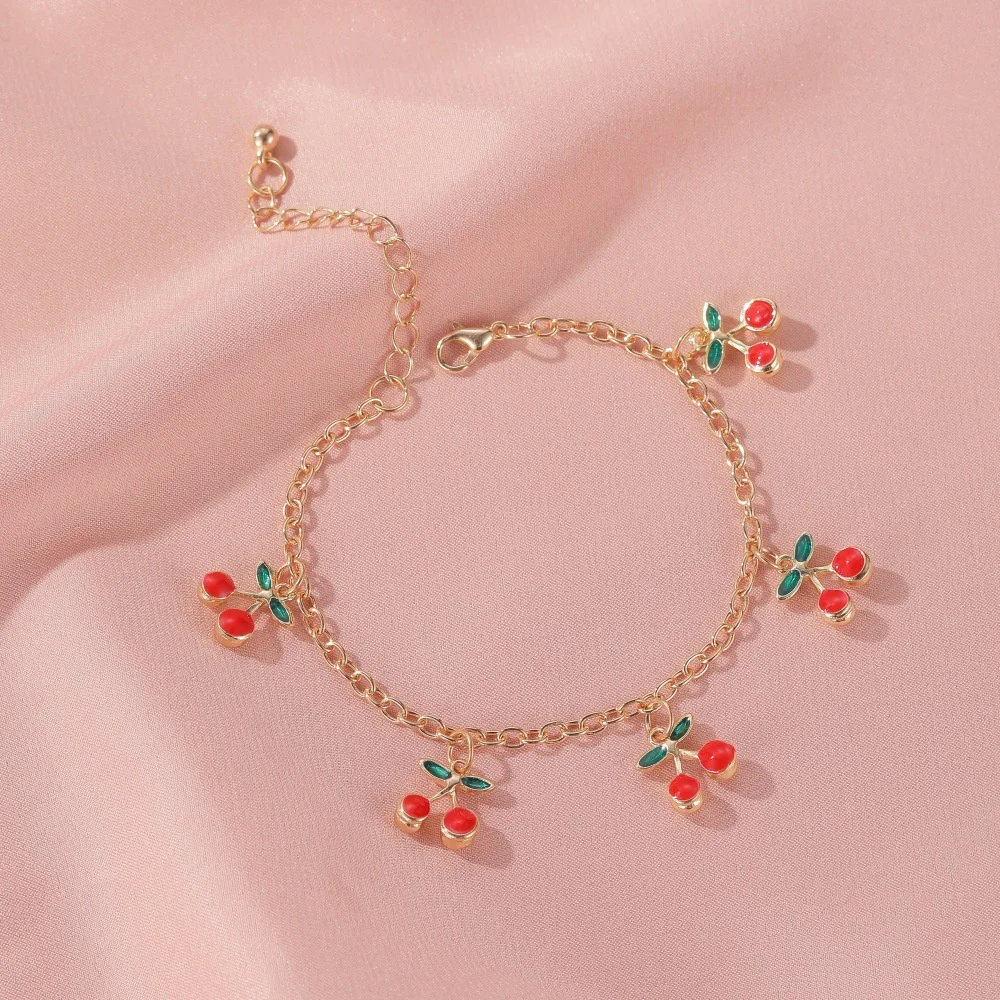 Fashion Korean Version of Mori Sweet Cherry Bracelet Female Simple Ins Wind Niche Design Student Bracelet Bracelet