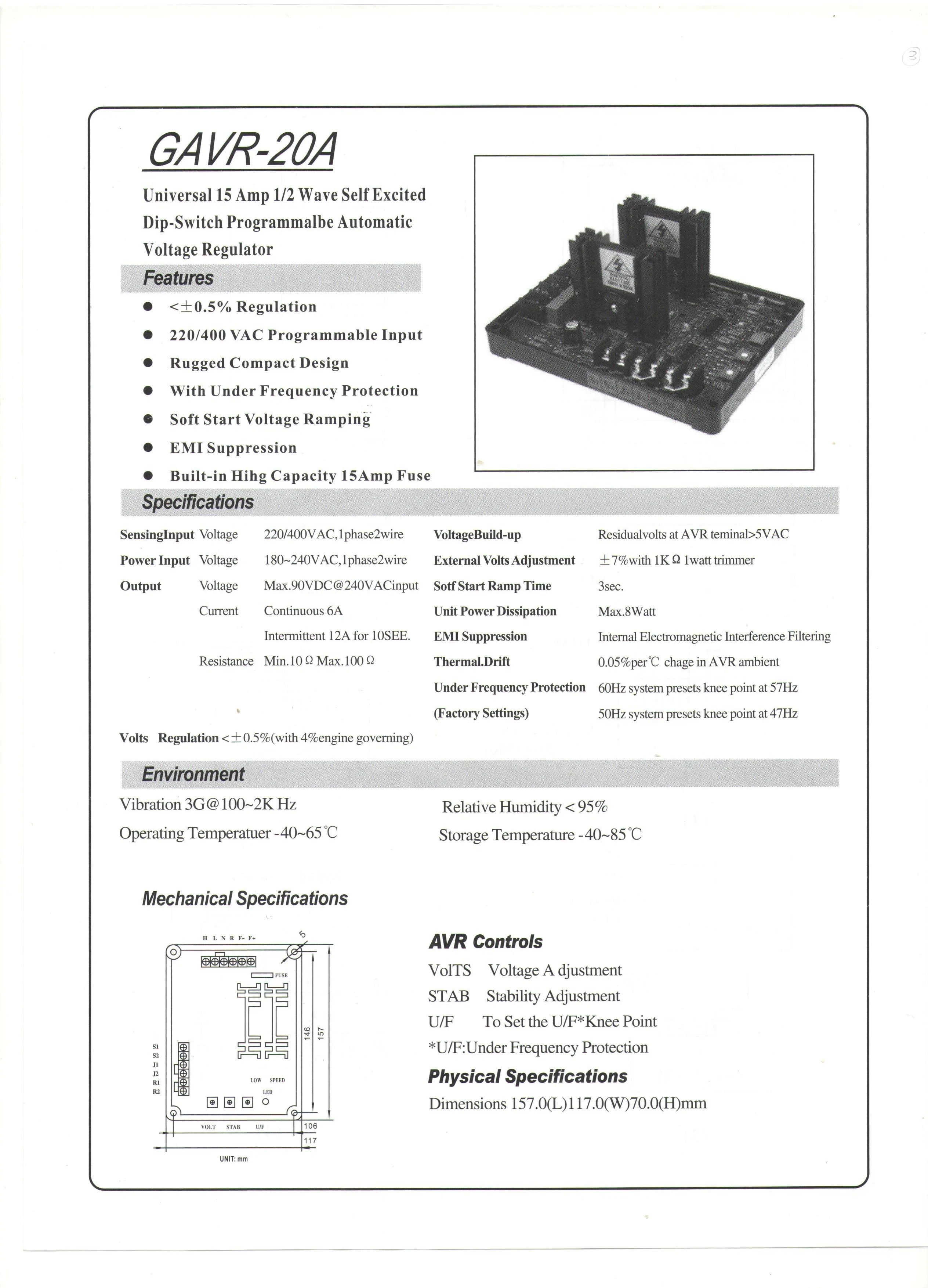 Description Picture 2 of itemDiesel Generator Alternator Parts GAVR 12A 15A/B 20A Automatic Voltage Regulator Big Power Ac Universal Factory Direct Sales