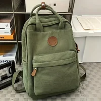 Casual Corduroy Backpack for Teens, 14 Laptop Compartment, High School & College Bag with Zipper Pocket, Backpacks for School