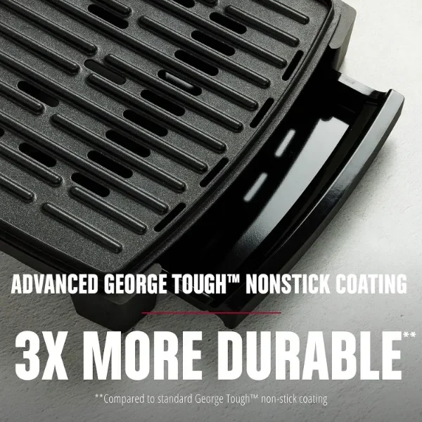 NEW GEORGE FOREMAN® Contact Submersible™ Grill, 5-Serving Grill - Adjustable Temperature Control, Black Plates 5
