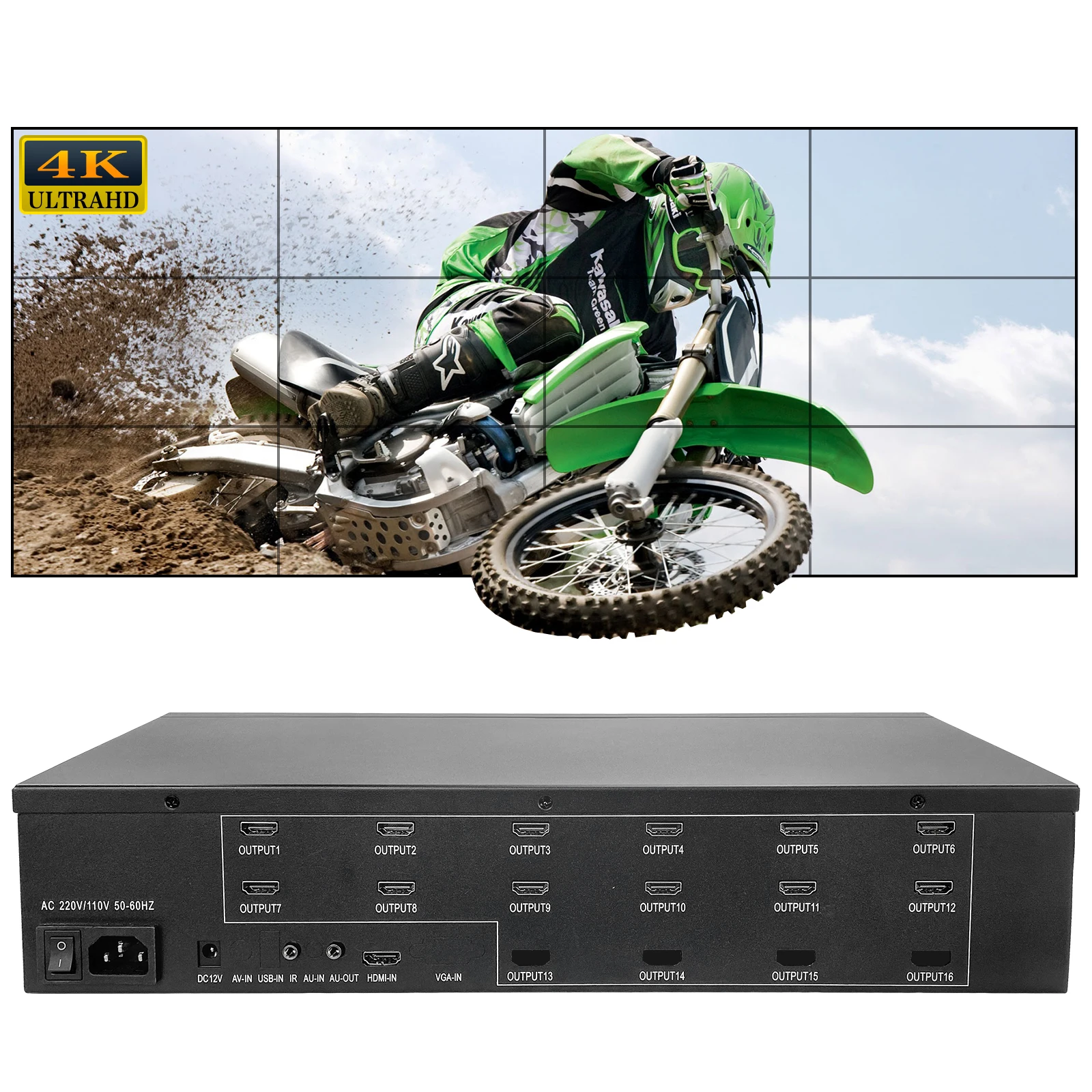 12 channels Video wall controller 3x4 HDMI video image processor, 3840*2160 4K30Hz input, 12 TV video wall, video wall processor