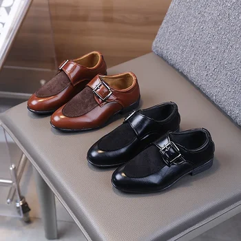 New Children's School Pointed-toe Leather Shoes Causal Boy Formal Uniform Performance Loafers Fashion Versatile Kids Low-heels