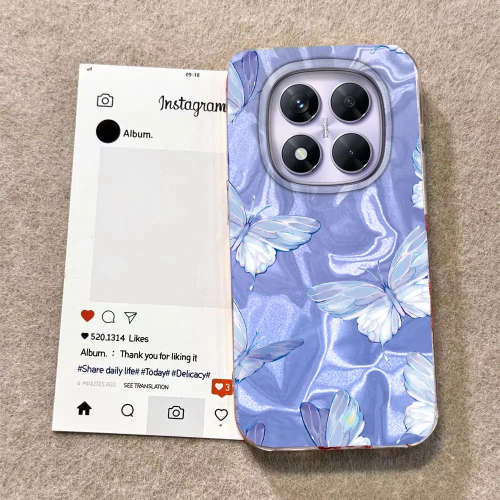 Blue Butterfly Gradient Silicone Phone Case - Elegant Protective Shell Cover
