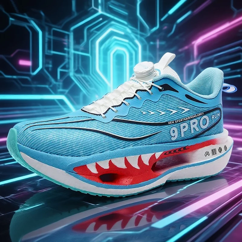 Tênis de corrida masculino placa de carbono maratona esportes respirável leve ao ar livre confortável atlético antiderrapante tênis