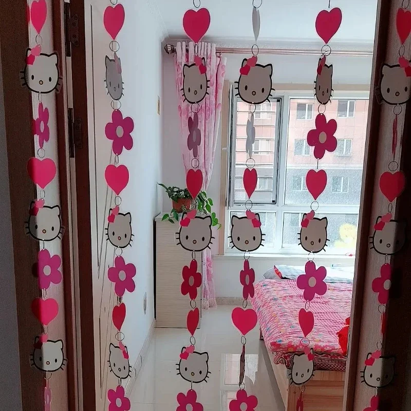 

Hello Kitty Door Curtain Kawaii Sanrio Girls Bedroom Living Room Plastic Decorative Partition Curtain Background Wall Ornament