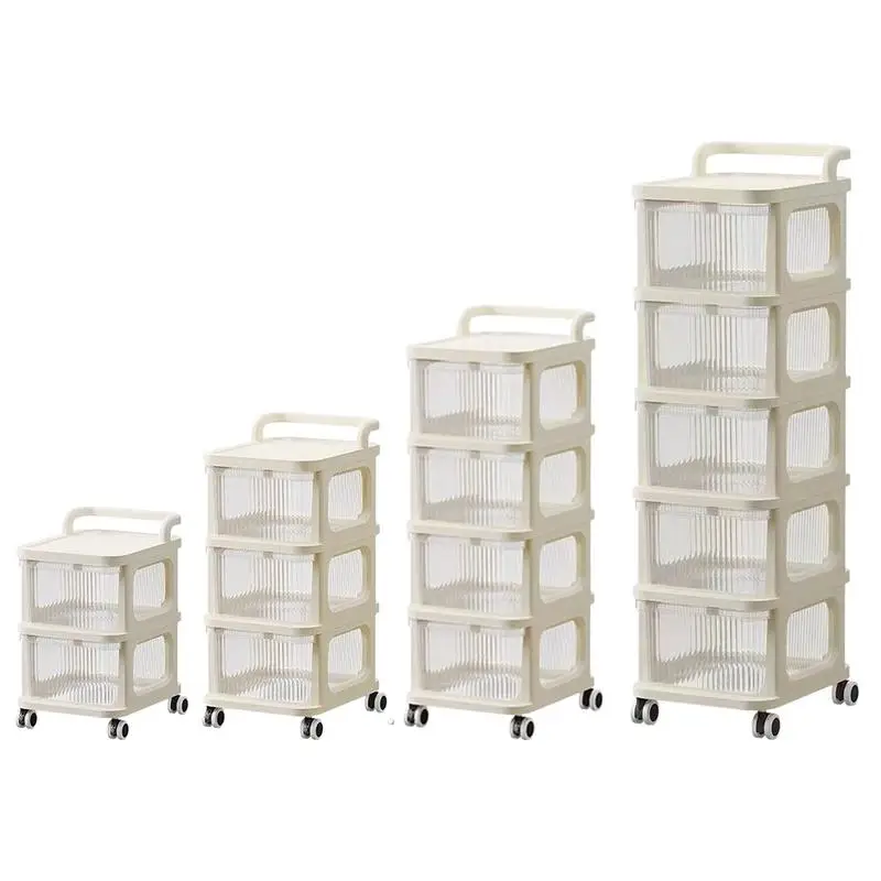 

Storage Cart For Kitchen Drawer-Type Removable Rack Trolley Transparent Island Cart Kitchen Island Multi-Layer Storage Cabinet