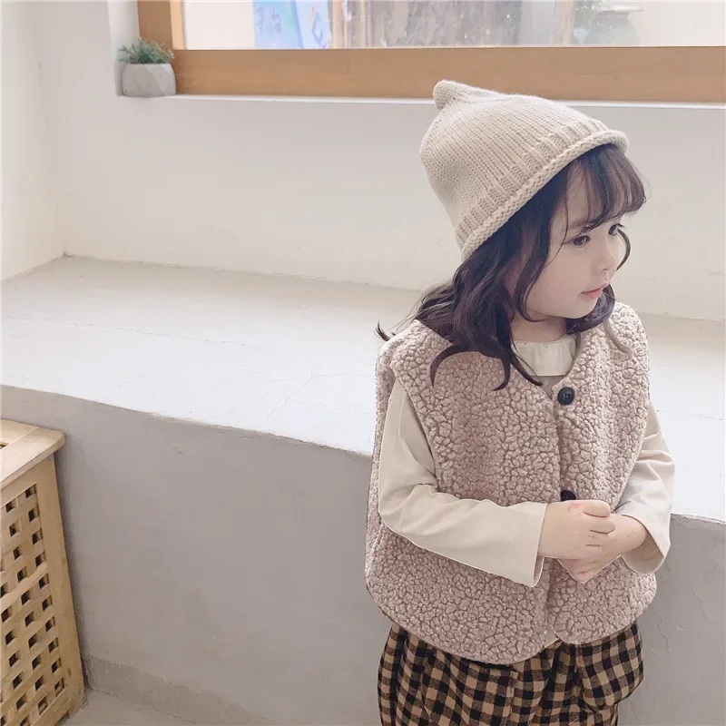 HoneyCherry Children's Double Vest Baby Girl And Boy Plush Vest Baby Girl Winter Clothes Toddler