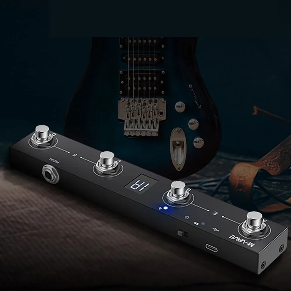 MIDI Keyboard Controller M-VAVE Chocolate MIDI BT Wireless Rechargeable 4 Buttons Foot Controller Pedal Wireless Transmission System