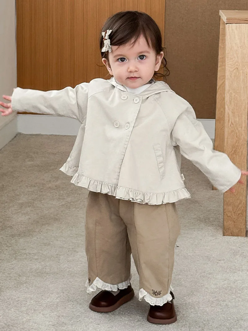 Cotton Blend Floral Girls Windbreaker Jacket