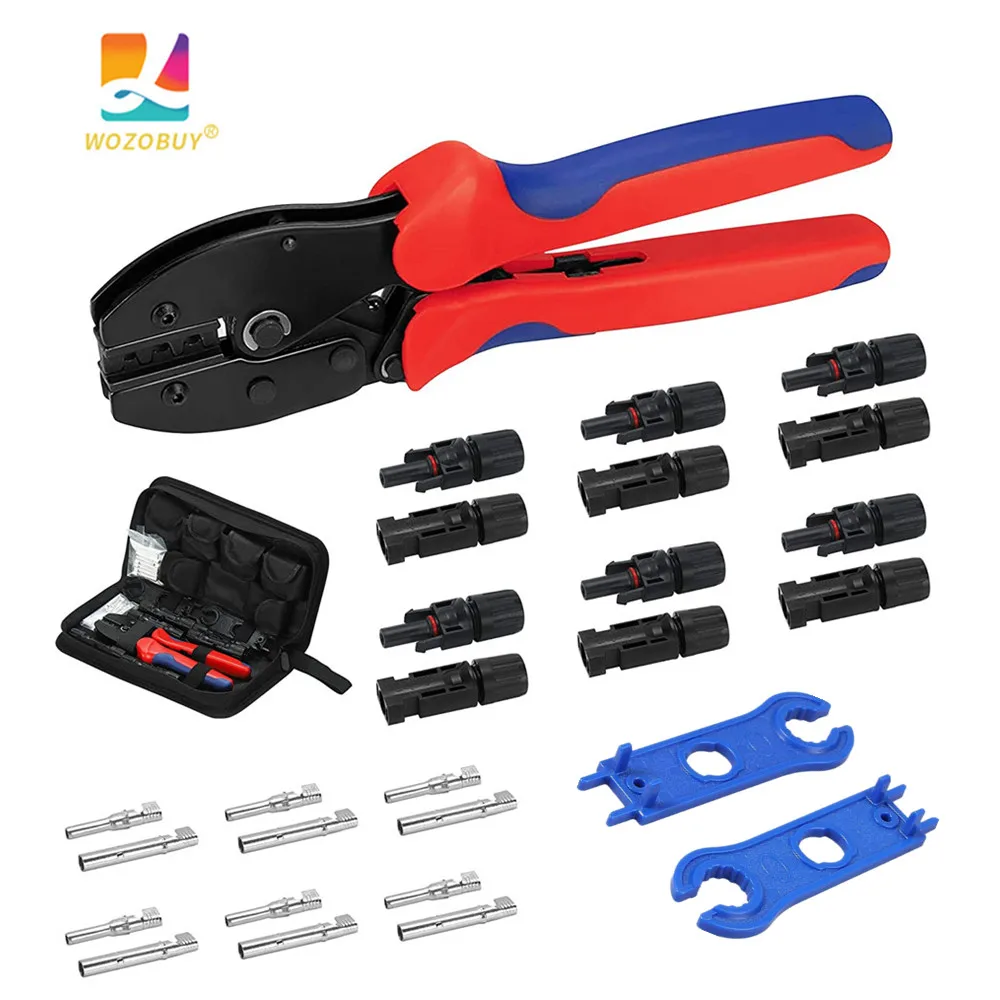 

Инструмент для обжима солнечных батарей WOZOBUY, коннекторы для солнечных панелей, 27 шт., для 2,5-6 мм², 26-10 AWG, 4 мм, многоконтактные, 6 пар разъемов