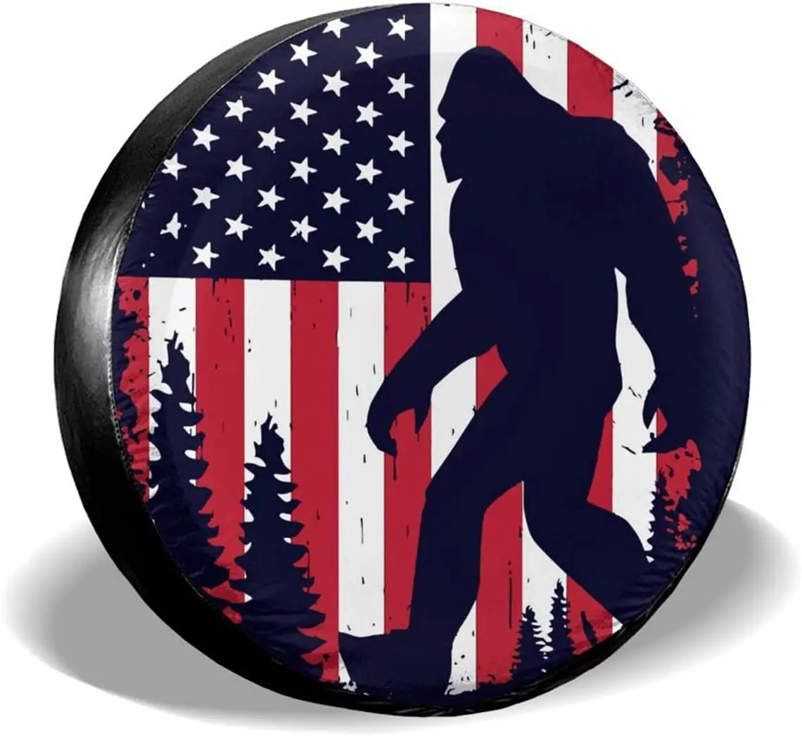 

cozipink Bigfoot American Flag Rv Spare Tire Cover for RV Trailer, Camper Wheel Covers for Trailer Tires, Weatherproof Universal