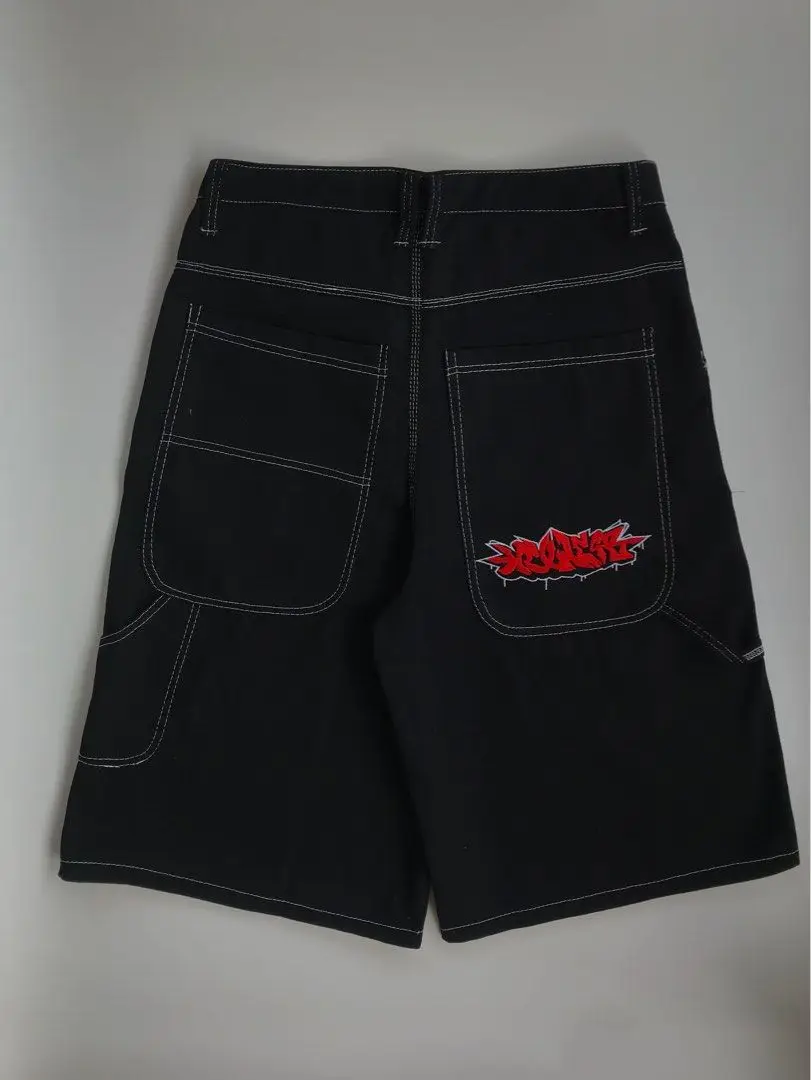 Y2K Shorts Pants Harajuku Hip Hop Letter Embroidery Retro Black Baggy Jeans Denim Gym Shorts Men Women Gothic Basketball