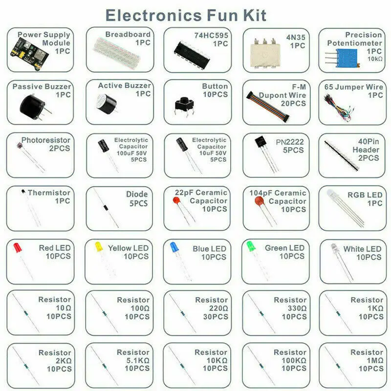 Electronics Component Starter DIY Kit 830 Breadboard Set with Box Q6V9