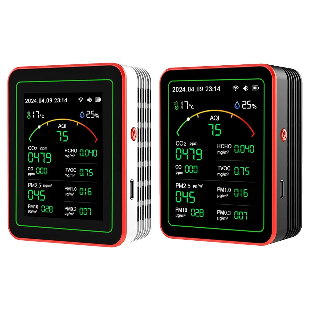 WiFi 15 in 1 Air Quality Detector TFT Display Indoor Air Quality Monitor APP Control Portable AQI PM0.3 PM1.0 PM2.5 PM10 Tester