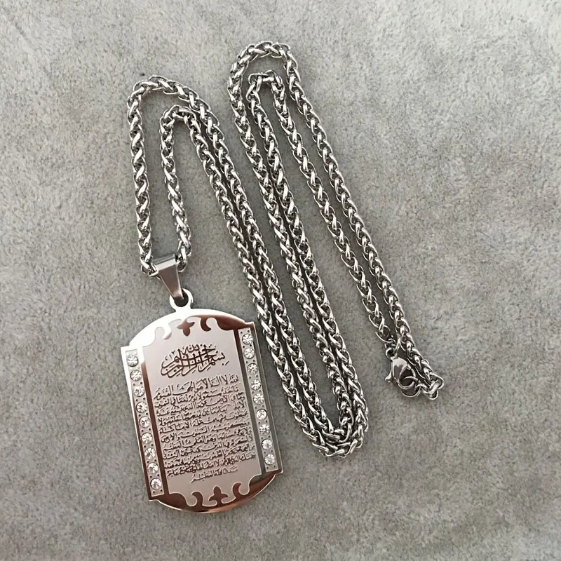 Новое ожерелье с кулоном из нержавеющей стали цирконом и лазерной гравировкой