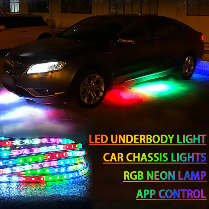 

Car Underglow Neon Led Strip Lights Car Accessories App Control Rgb Auto Exterior Underbody Decorative Ambient Atmosphere Lamp