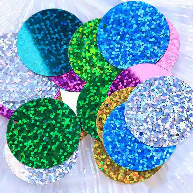 Large Sequins 40mm 50mm Big Sequin Laser Pailetters Lentejuelas Sequence Material for Sewing Craft DIY Accessories for Garment sequins for crafts sequin embroidery accessories sequin sewing accessories sequins accessories sequins jewelry accessories