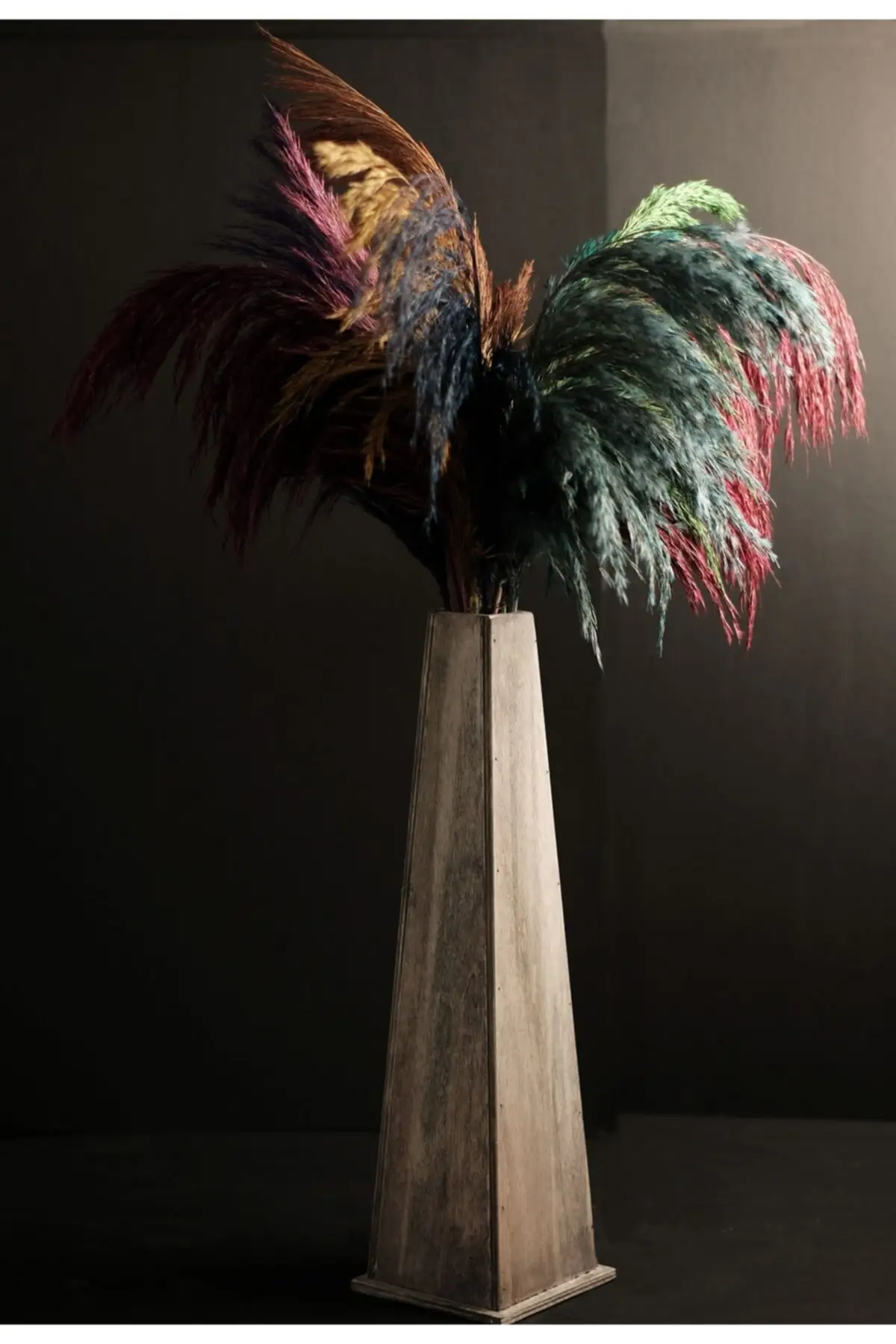 

Wooden Vase Flower, Pampas Vase