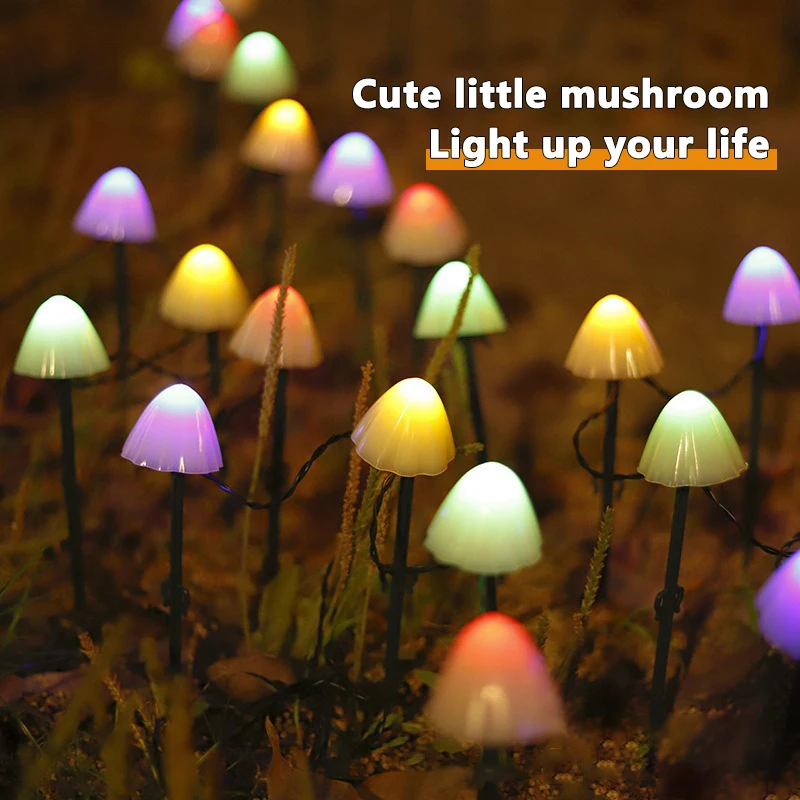 LED solar Mushroom Lawn Lamp Solar light Led landscape lighting Outdoor Waterproof 8-mode Fairy Path Landscape Lamp Courtyard Terrace Garden Decorative Light String