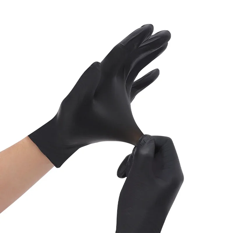 100pcs Gloves Disposible Latex Free Black Nitrile PVC Gloves Housework Cleaning Car Industry Gardening Pet Care Cooking Tools