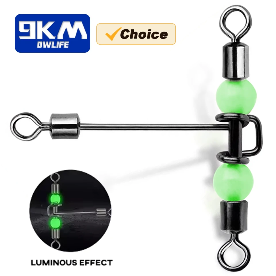 20 émerillons 3 Voies Uxcell 0,9x0,5 Pouce - Acier Inox Avec Perles, Monture Pêche