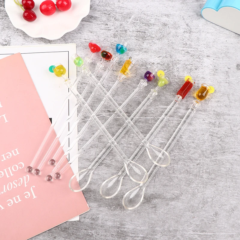 Description Picture 6 of itemCocktail Stirrer Drink Mixing Stick Set Acrylic Cocktail Mixer Blender Bar Supplies Swizzle Stirrer