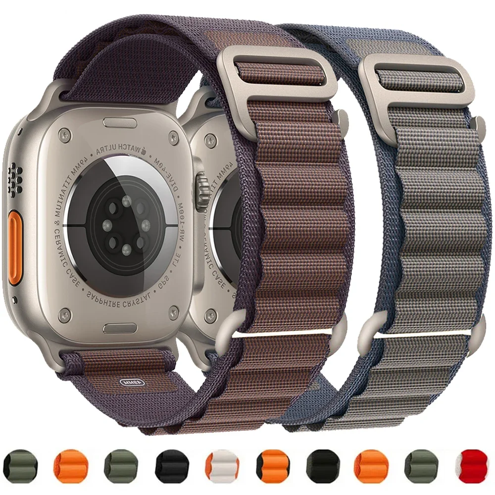 

Ремешок Alpine для Apple Watch Ultra Band 49 мм 45 мм 41 мм 44 мм 40 мм 42 мм, нейлоновый браслет для наручных часов iwatch series 4 5 SE 6 7 8 9