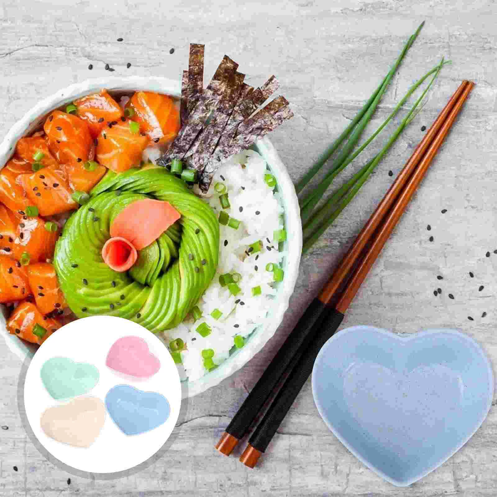 8 Pcs Heart Shaped Saucer Sauce Dish Seasoning Snack Food Plates Appetizer Plates Serving Kitchen Dining Bar