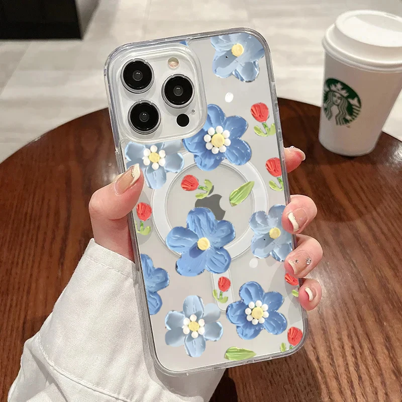 ตัวเลือกสินค้า เคสซิลิโคนใสลายดอกพีช นุ่มกันกระแทก สำหรับ iPhone 15/14/13/12 Pro Max