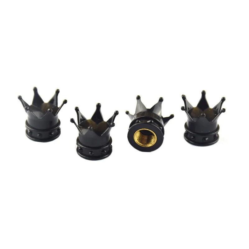 Valve Covers 4 PCS Universal Crown Wheel Air Dustproof Waterproof Car Motorcycle Tyre Rim Decoration