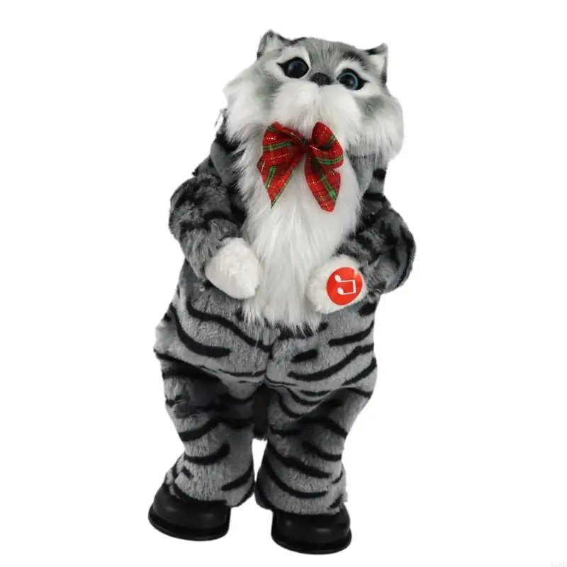 N1HB Musical Toy Kitten Figure Festive Christmas Decors New Year Plush