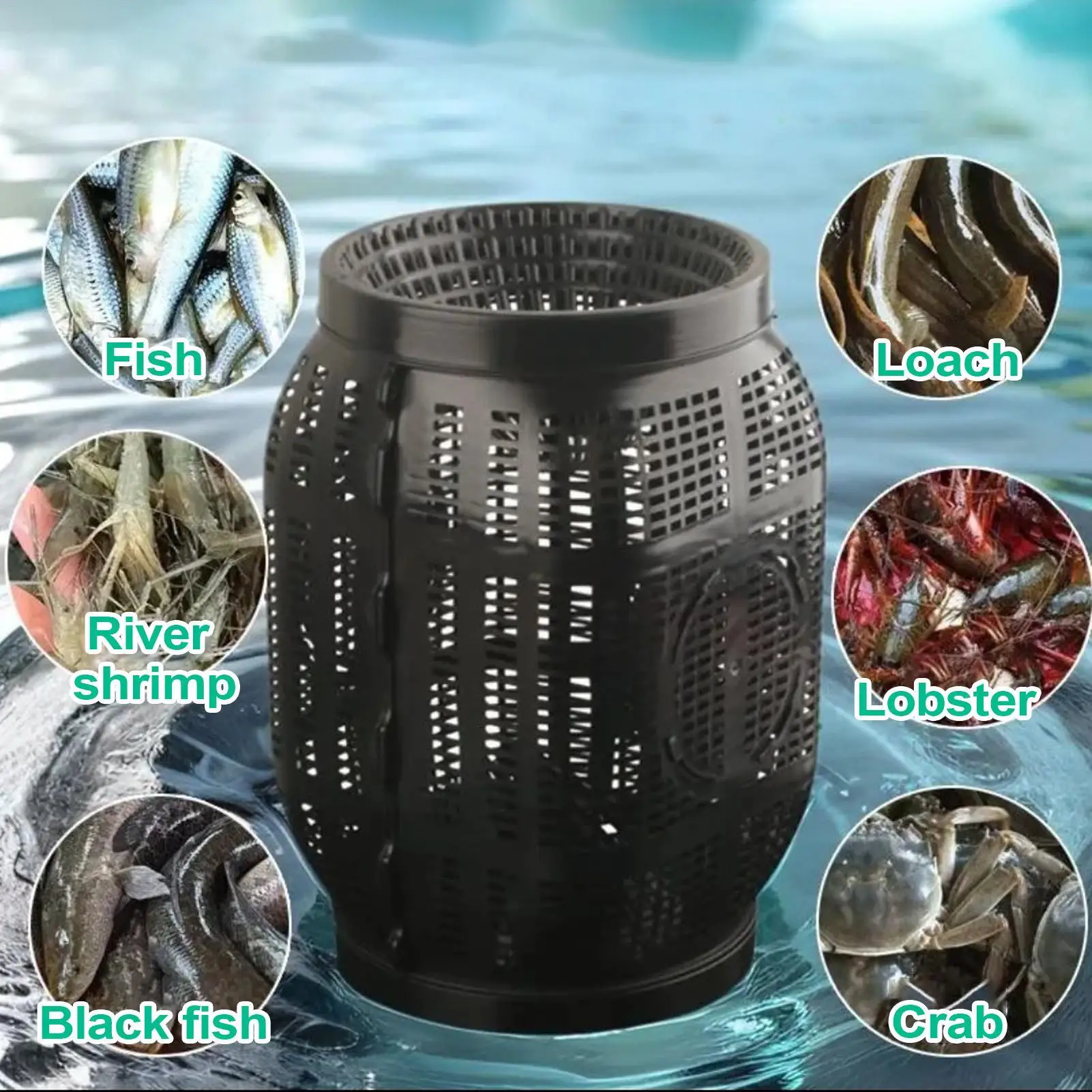 Angelfalle, tragbare Minnow-Falle, Fangwerkzeug, Krabbenkäfig, praktisch für den Außeneinsatz, für Schildkröten, Aale, Garnelen, Salzwasser, Angeln, Teich, See – Detail 4
