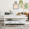 Lift Top Coffee Table with Hidden Compartment, 2 Drawers and 1 Open Shelf, Central Wooden Table Lift Tabletop for Living Room 2