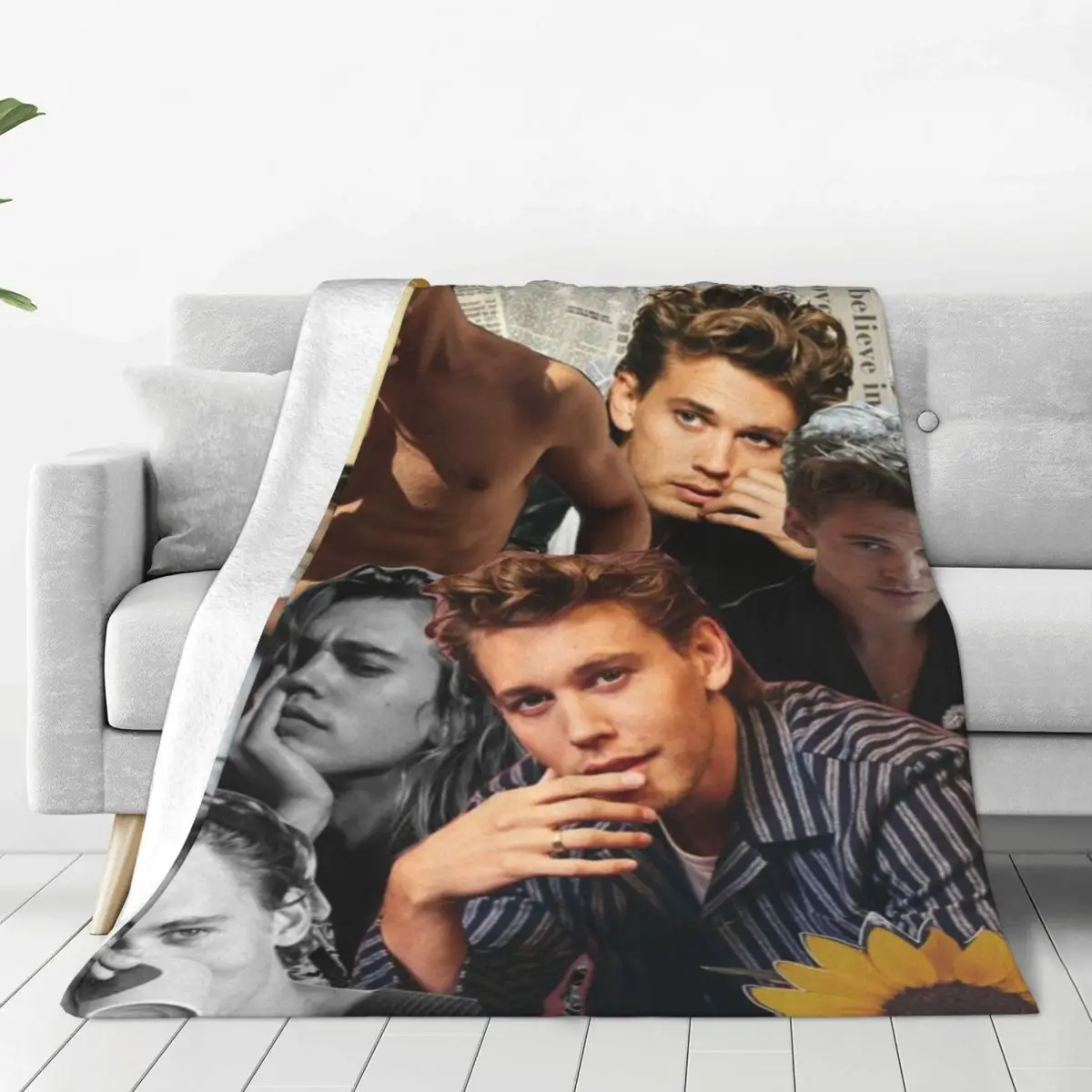 

Austin Butler Plaid Blankets Sofa Cover Flannel Spring Autumn Actor Collage Warm Throw Blanket for Bedding Travel Rug Piece