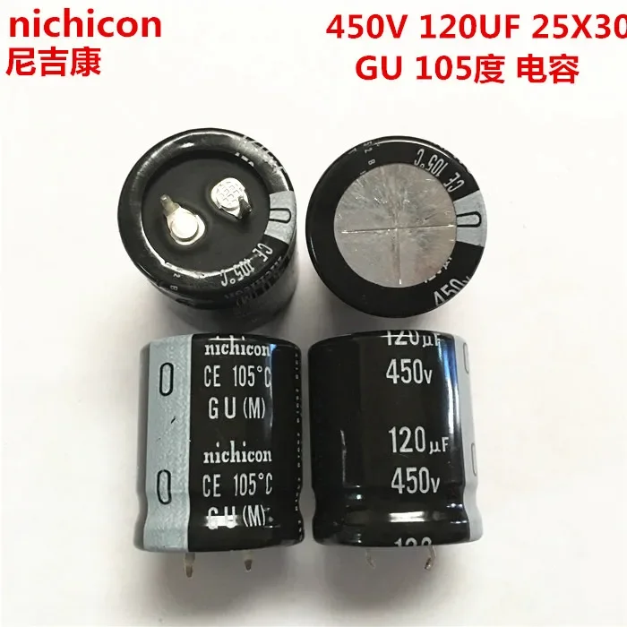 

2PCS/10PCS 120uf 450v Nichicon GU 25x30mm 450V120uF Snap-in PSU Capacitor
