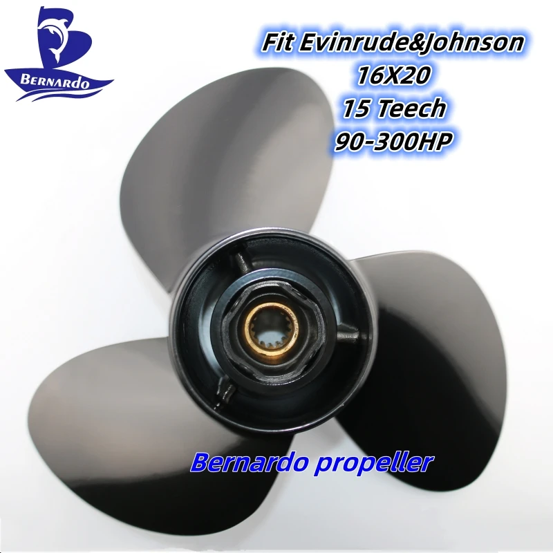 Bernardo Propeller 16X20 Fit Evinrude&Johnson Outboard Engine 90 100 115 130 140 300HP Aluminum Screw 3 Blade 15 Tooth Spline RH