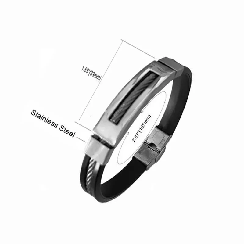 Stainless Steel Bracelet Men Silicone Bracelets Casual Jewelry Accessories