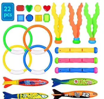 Summer Swimming Diving Toys Set Pool Swim Ring Water Sports Play Game Diving Stick Underwater Accessories Grabbing Toys for Kid 5