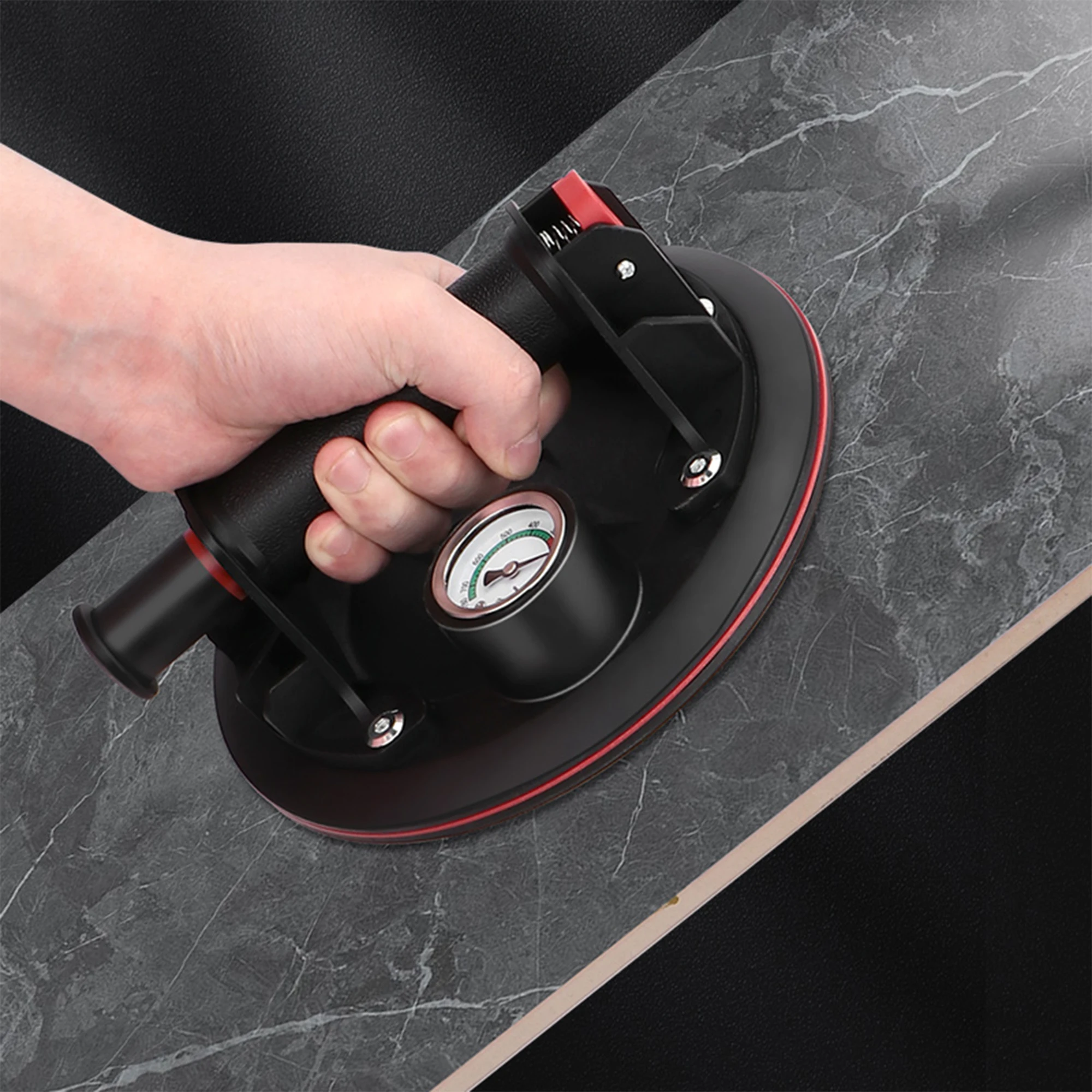 Vacuum Suction Cup Vacuum Sucker 8 Inch 250kg Vacuum Suction Cup with Pressure Gauge Plastic Handle Heavy Duty Lifter for Granite Tile Glass Manual Lifting