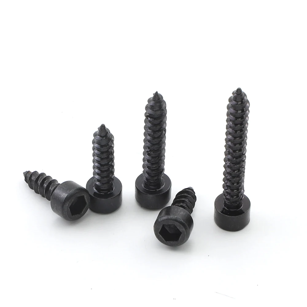 15-50pcs Black Hexagon Socket Cap Head Self Tapping Screws Carbon Steel M2-M6 Allen Head For Audio Speaker