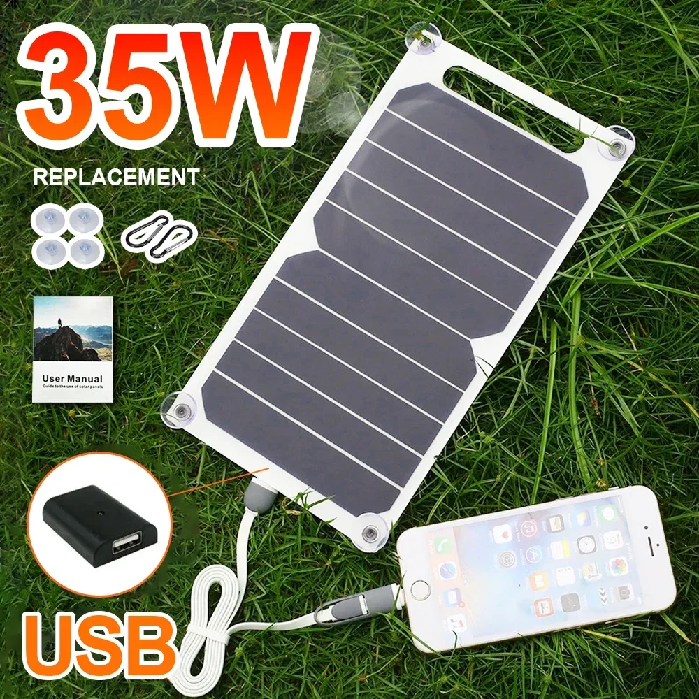 35W Sunpower แผงพลังงานแสงอาทิตย์แบบพกพา 5V พลังงานแสงอาทิตย์แผ่น WithUSB ปลอดภัย Stabilize Charger ForPower Bank โทรศัพท์กลางแจ้ง Camping Home RV ของขวัญ 1