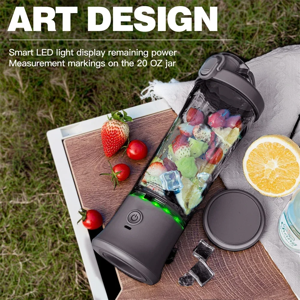 Mini mélangeur électrique portable multifonction, fruits, 600ml, 4000mAh, aste par USB, SmUnvétérans wn ie, Ju479