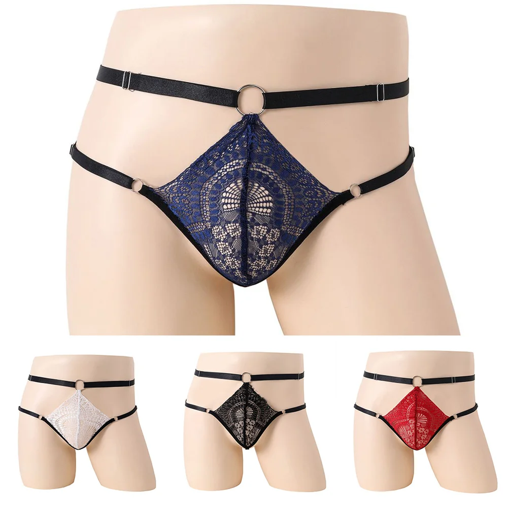 

Mens Nightwear Tight T-Pants Gay Clothes G-Strings Bulge Pouch Thong Lace Underwear Briefs Underpants T-Back Boy Sissy Lingeries