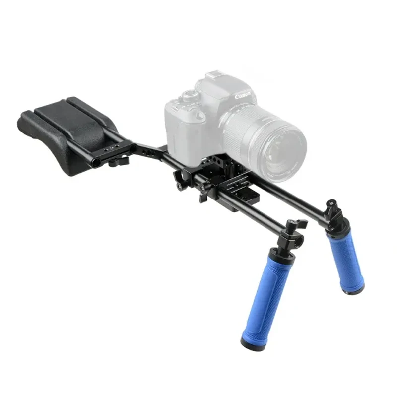 Dual Handgrip Shoulder Mount Support Rig Kit With Z-Shape Bracket for DSLR Camer