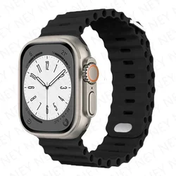 Sport Ocean Silicone Strap for Apple Watch - Premium Adjustable Band for All Sizes (1 black)