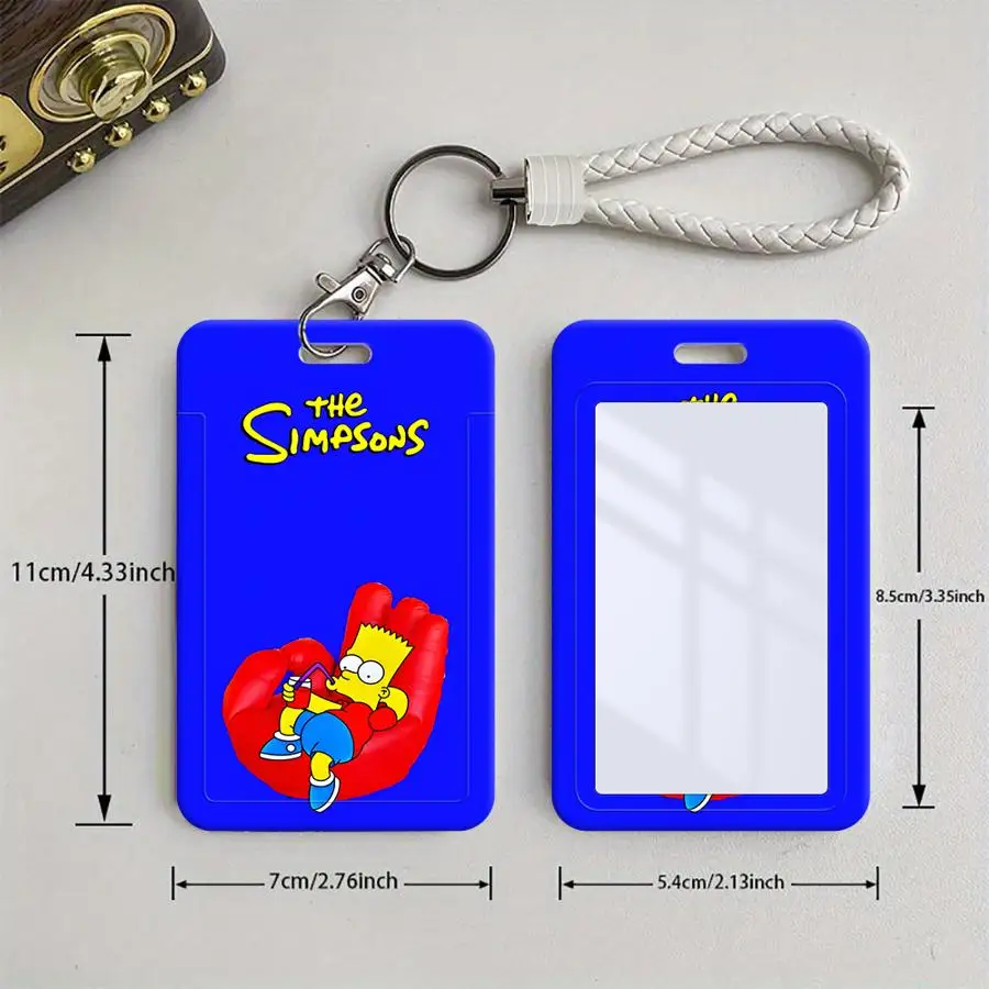 1Pc 카드 홀더 접이식 신용 카드 홀더 끈이 달린 어린이 버스 카드 홀더 은행 ID 배지 커버 케이스 심슨 가족 TV 시청