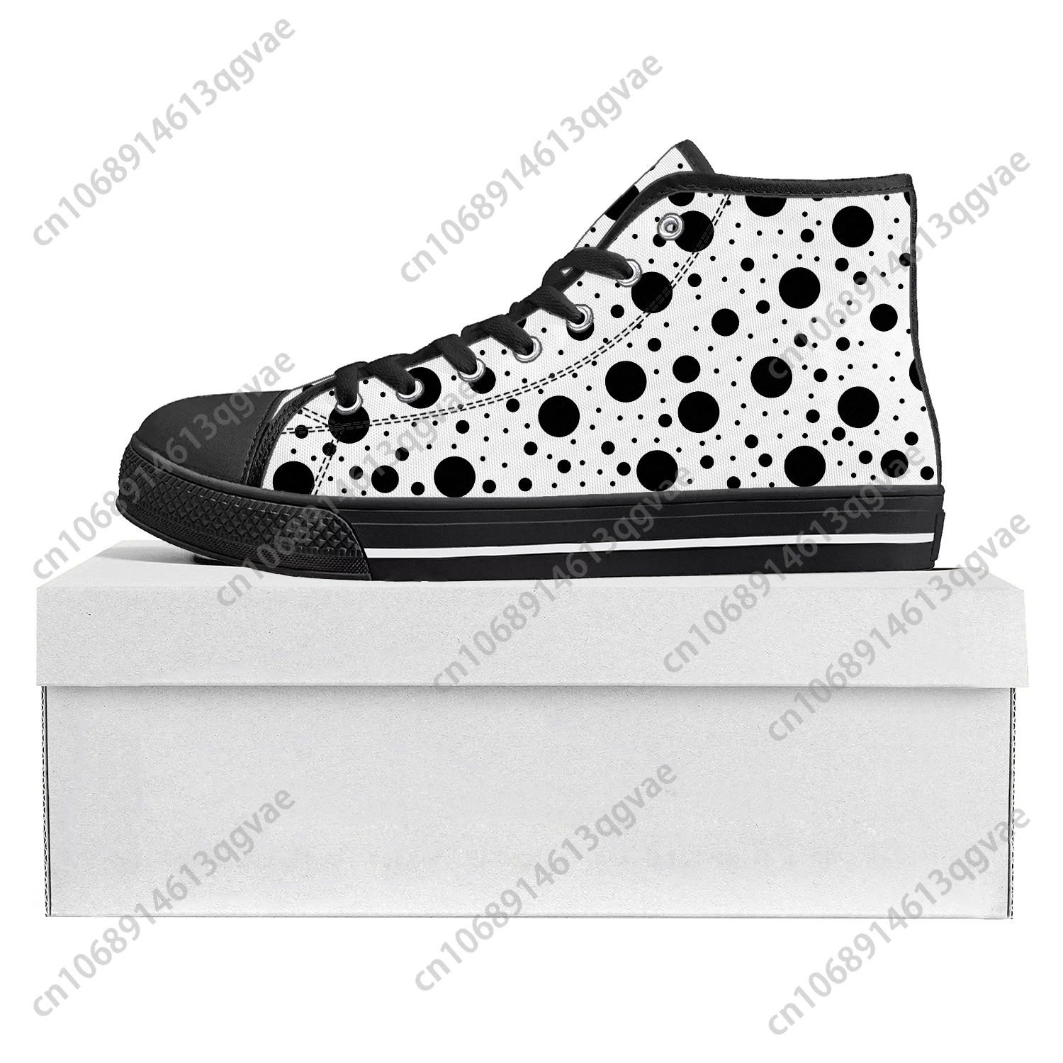 Polka Dot Pattern Design High Top High Quality Sneakers Mens Womens Teenager Canvas Sneaker Custom Made Shoe Casual Couple Shoes 2