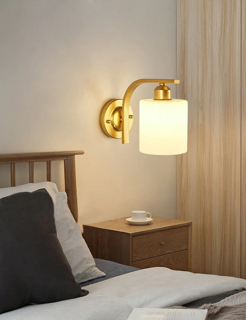 Decorative Led Wall Lamp Iron Night Reading Beside Home Stairs Vintage Loft Sconce Glass Ball Gold Black E27