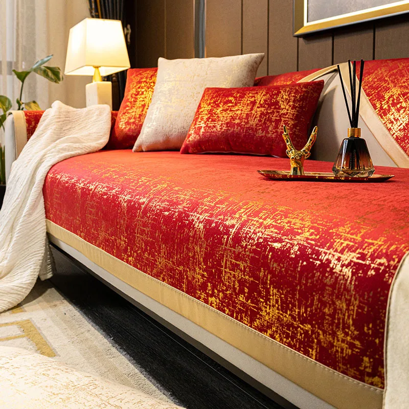 WeddingSofaMatRedCelebrationSofaCoverforlivingroomNonslip