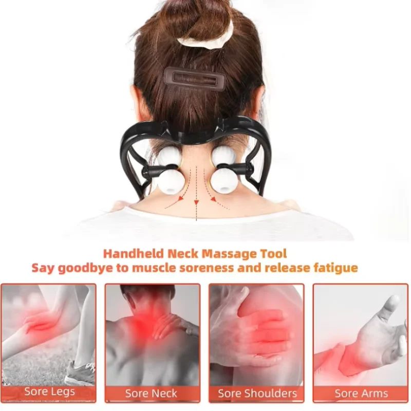 Cervical Massager, Neck Clamp, Handheld Massage Tool,Roller Neck Kneading, Multi functional Household Handheld Cervical Massager